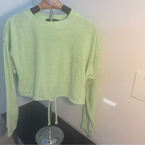 Forever 21 Light Green Cropped Sweatshirt